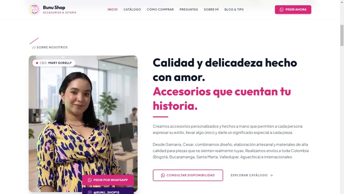 Sitio web y posicionamiento en Google — Una marca que solo existía en Instagram ahora aparece en Google cuando alguien busca su nombre o sus productos.